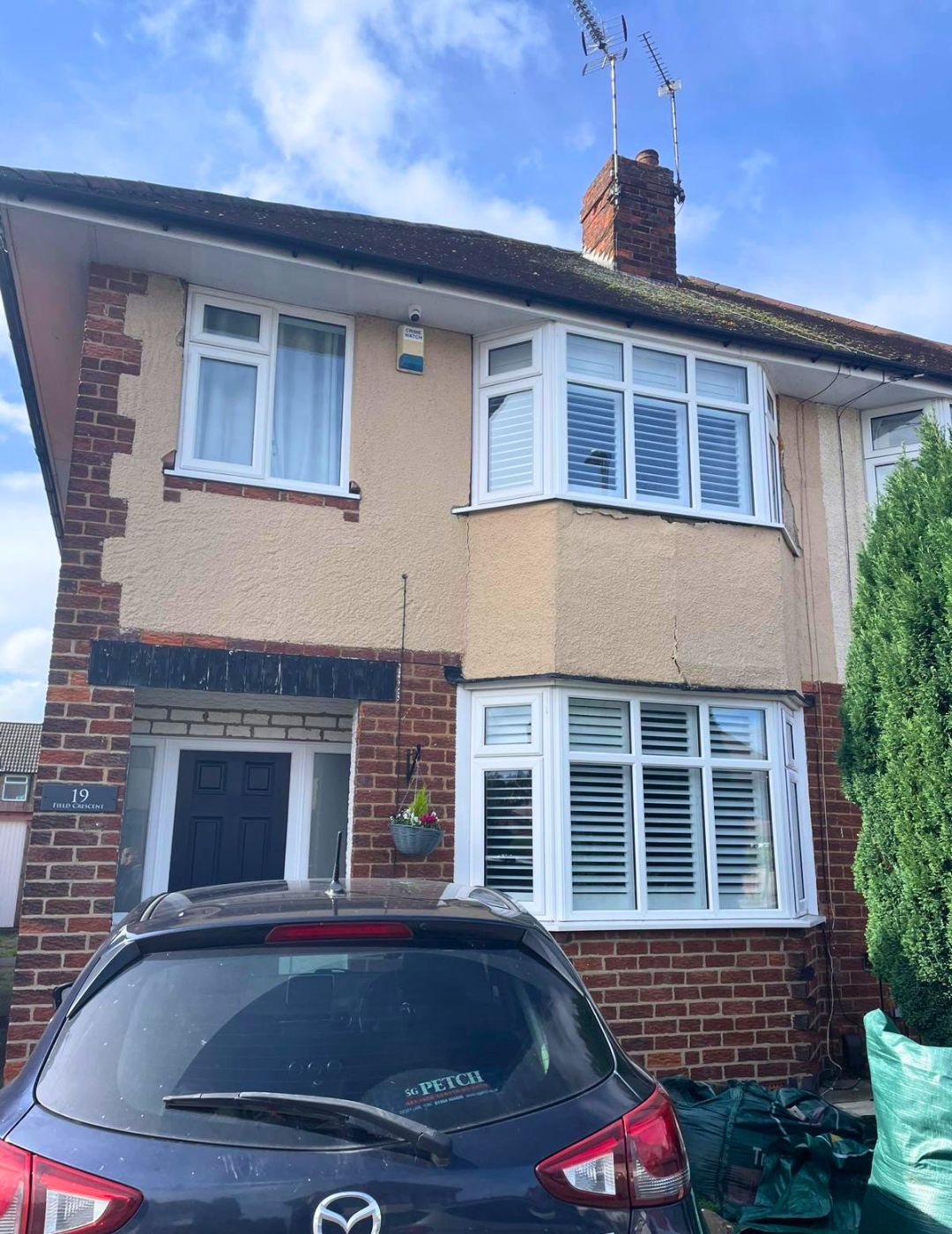 Semi-detached home in Northampton with cracked and degraded render before PD Rendering restoration