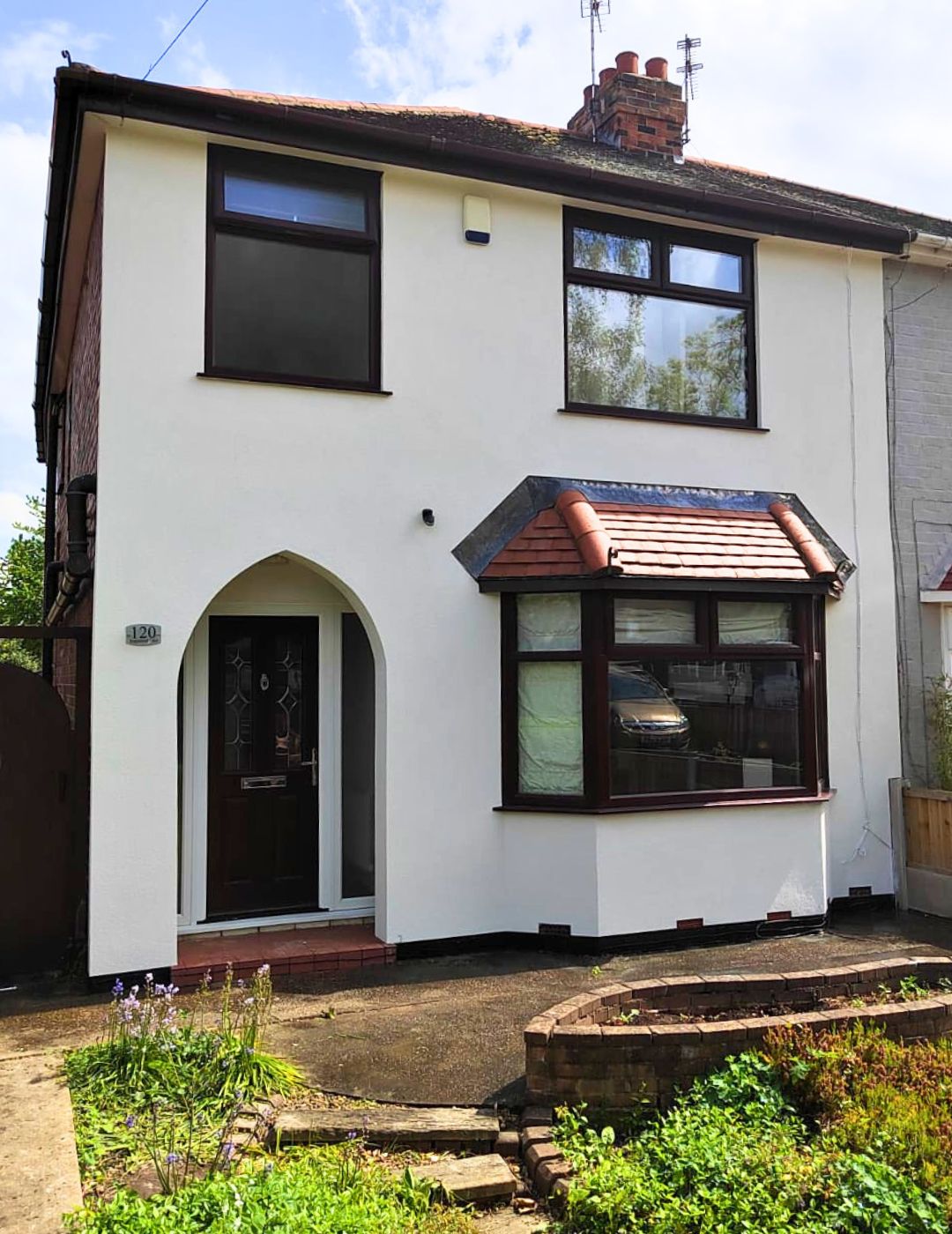 Wolverhampton semi-detached house transformed with brilliant white silicone render by PD Rendering